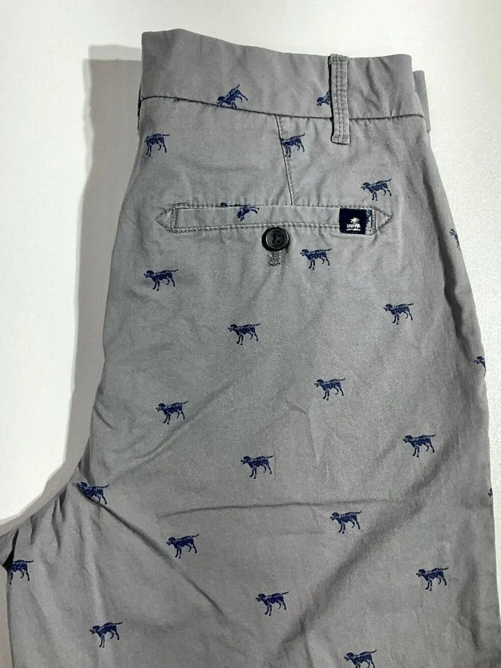 IZOD Mens Size 30 (31) Advantage Performance Shorts with Dog Print Gray Blue
